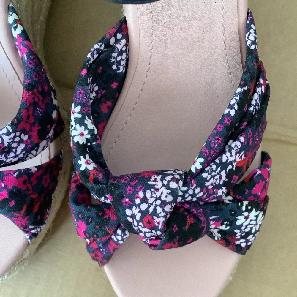 TED BAKER SHOES TAYLINA‎ FLORAL ESPADRILLE WEDGE SANDAL IN NAVY NWOT sz 6 1/2